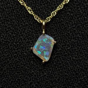 Rich Solid 10k Gold Australian Coober Pedy Flagstone Opal Necklace